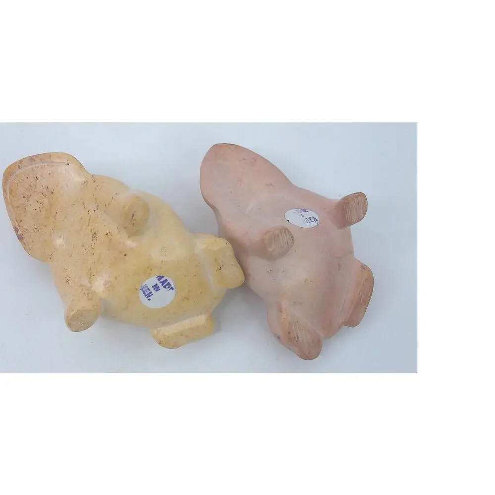 Vintage Hand Carved Soapstone Frogs Made In Kenya Set of 2